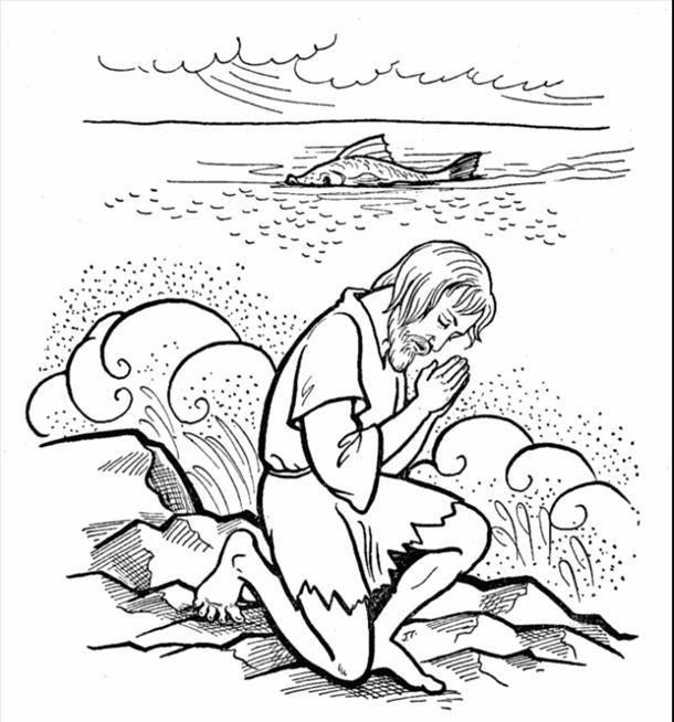 Jonah and the Whale Story Coloring Page